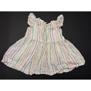 Rainbow Stripe Sundress Dress Flutter Sleeve Baby Toddler 12 M Vacation Party